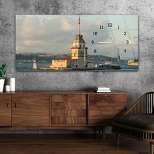 Marpanya Yatay Saatli Yandan Sanat ve Doğa Temalı Cam Tablo YSYS136