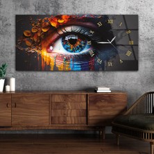 Marpanya Yatay Saatli Yandan Sanat ve Doğa Temalı Cam Tablo YSYS057