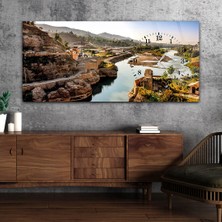 Marpanya Yatay Saatli Yandan Sanat ve Doğa Temalı Cam Tablo YSYS018