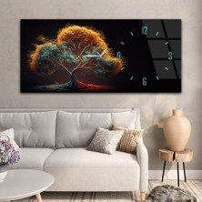 Marpanya Yatay Saatli Yandan Sanat Temalı Cam Tablo YSYS258
