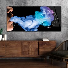 Marpanya Yatay Saatli Yandan Sanat ve Doğa Temalı Cam Tablo YSYS024