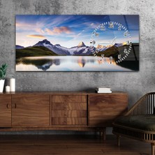 Marpanya Yatay Saatli Yandan Sanat ve Doğa Temalı Cam Tablo YSYS094