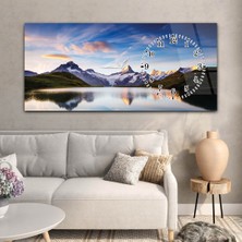 Marpanya Yatay Saatli Yandan Sanat ve Doğa Temalı Cam Tablo YSYS094