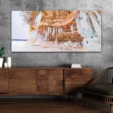 Marpanya Yatay Saatli Yandan Sanat ve Doğa Temalı Cam Tablo YSYS125