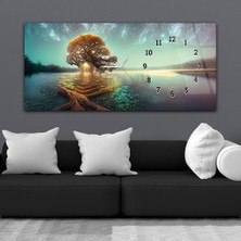 Marpanya Yatay Saatli Yandan Sanat ve Doğa Temalı Cam Tablo YSYS225