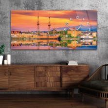 Marpanya Yatay Saatli Yandan Sanat ve Doğa Temalı Cam Tablo YSYS188