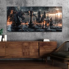 Marpanya Yatay Saatli Yandan Sanat Temalı Cam Tablo YSYS297