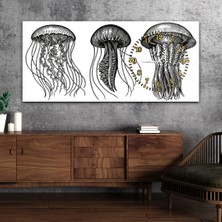 Marpanya Yatay Saatli Yandan Sanat ve Doğa Temalı Cam Tablo YSYS103