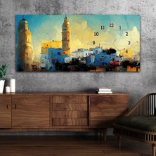 Marpanya Yatay Saatli Yandan Sanat ve Doğa Temalı Cam Tablo YSYS191