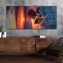 Marpanya Yatay Saatli Yandan Sanat ve Doğa Temalı Cam Tablo YSYS222