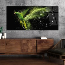 Marpanya Yatay Saatli Yandan Sanat ve Doğa Temalı Cam Tablo YSYS091