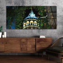 Marpanya Yatay Saatli Yandan Sanat ve Doğa Temalı Cam Tablo YSYS104