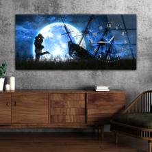 Marpanya Yatay Saatli Yandan Sanat Temalı Cam Tablo YSYS266