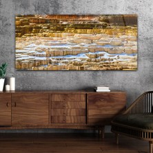 Marpanya Yatay Saatli Yandan Sanat ve Doğa Temalı Cam Tablo YSYS120