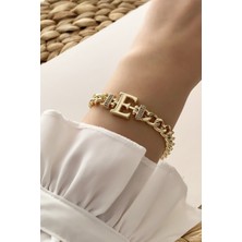 ÇLK Accessories Gold E Harf Bileklik TRBILEK7538 B34003