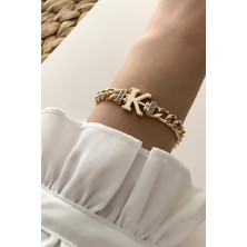ÇLK Accessories Gold K Harf Bileklik TRBILEK7577 B34003