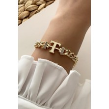 ÇLK Accessories Gold T Harf Bileklik TRBILEK7643 B34003