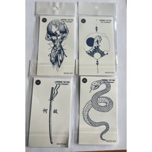 Airbrush Tattoo Vahşi 4 Adet Minimal 11x8 cm 3 Hafta Kalıcı Yarı Kalıcı Geçici Dövme