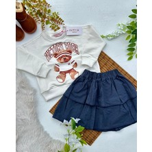 Ayıcık Baskılı Pamuklu Etekli Takım