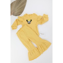 Kişiye Özel Fırfır Uzun Kol Bluz-Fırfır Pantolon Ribana Takım