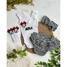 Siyah Kareli Fırfır Şort Ikili Takım