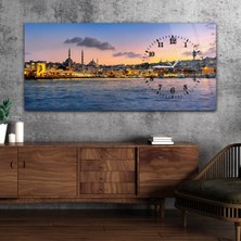 Marpanya Yatay Saatli Yandan Sanat ve Doğa Temalı Cam Tablo YSYS007