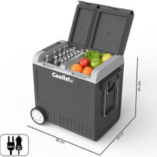 Coolist CLK65W 12/24VOLT 220VOLT 65 Litre Çift Bölmeli Tekerlekli Outdoor Kompresörlü Oto Buzdolabı/dondurucu