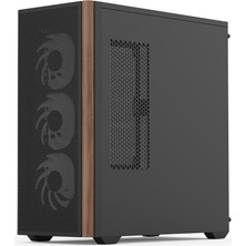 Aero Cool D501A Black 4X12CM A-Rgb Fanlı, Ahşap Ön Panel Detaylı, Tempered Cam Yan ve Mesh Ön Panel, USB Type-C, Atx Bilgisayar Kasası (AE-D501A-BK)