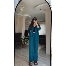 Keten Gömlek Palazzo Pantolon Takım
