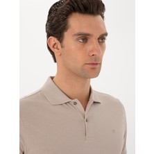 Cacharel Erkek Vizon Slim Fit Pamuk Polo Yaka T-Shirt 50300716-VR052