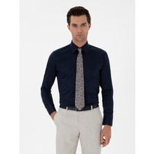 Cacharel Erkek Lacivert Slim Fit Pamuklu Klasik Gömlek 50311551-VR033