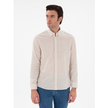 Cacharel Erkek Bej Regular Fit Düğmeli Yaka Pamuklu Gömlek 50311543-VR011