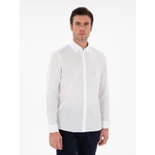 Cacharel Erkek Beyaz Regular Fit Düğmeli Yaka Pamuklu Gömlek 50311543-VR013
