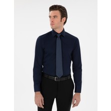 Cacharel Erkek Lacivert Slim Fit Pamuklu Yarım Italyan Yaka Basic Gömlek 50311490-VR033