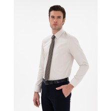 Cacharel Erkek Bej Slim Fit Pamuklu Klasik Gömlek 50311551-VR011
