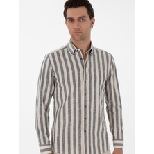 Cacharel Erkek Lacivert Slim Fit Çizgili Pamuklu Gömlek 50311079-VR033