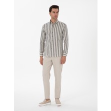 Cacharel Erkek Lacivert Slim Fit Çizgili Pamuklu Gömlek 50311079-VR033