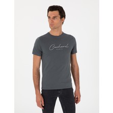 Cacharel Erkek Antrasit Slim Fit Bisiklet Yaka T-Shirt 50310035-VR006