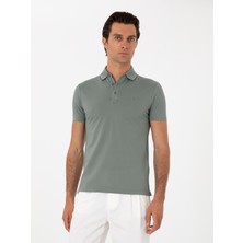 Cacharel Erkek Çağla Yeşili Slim Fit Polo Yaka Pamuklu Basic T-Shirt 50300934-VR016