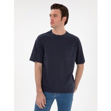 Cacharel Erkek Lacivert Oversize Bisiklet Yaka T-Shirt 50305458-VR033