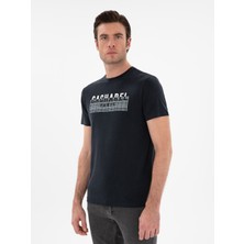 Cacharel Erkek Siyah Slim Fit Bisiklet Yaka Desenli T-Shirt 50302274-VR046
