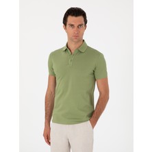 Cacharel Erkek Açık Yeşil Slim Fit Polo Yaka Pamuklu Basic T-Shirt 50300934-VR092