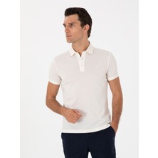 Cacharel Erkek Ekru Slim Fit Polo Yaka Pamuklu Basic T-Shirt 50300934-VR019