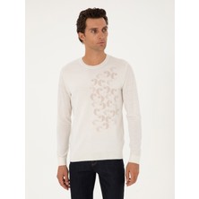 Cacharel Erkek Beyaz Slim Fit %100 Yün Bisiklet Yaka Triko Kazak 50291586-VR013