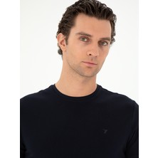 Cacharel Erkek Lacivert Slim Fit Bisiklet Yaka Merserize Basic T-Shirt 50305451-VR033
