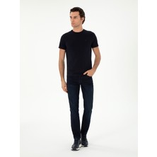Cacharel Erkek Lacivert Slim Fit Bisiklet Yaka Merserize Basic T-Shirt 50305451-VR033
