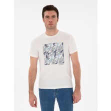 Cacharel Erkek Beyaz Slim Fit Bisiklet Yaka Baskılı T-Shirt 50302275-VR013