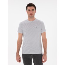 Cacharel Erkek Siyah Slim Fit Bisiklet Yaka Çizgili T-Shirt 50303384-VR013