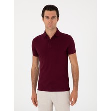 Cacharel Erkek Bordo Slim Fit Polo Yaka Pamuklu Basic T-Shirt 50300934-VR014
