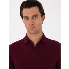 Cacharel Erkek Bordo Slim Fit Polo Yaka Pamuklu Basic T-Shirt 50300934-VR014